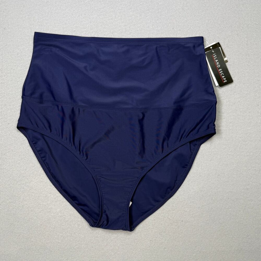 Island Escape Women's High Waist Tummy Control Bikini Bottoms, navy 16 $30